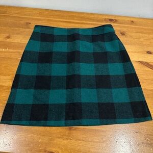 J. Crew Mini Teal and Black Checkered A-Line Skirt